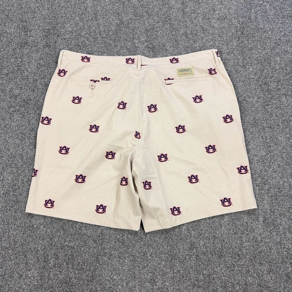 Auburn Tigers Shorts Mens 42 Beige NCAA Football FANPANTS All Over Print